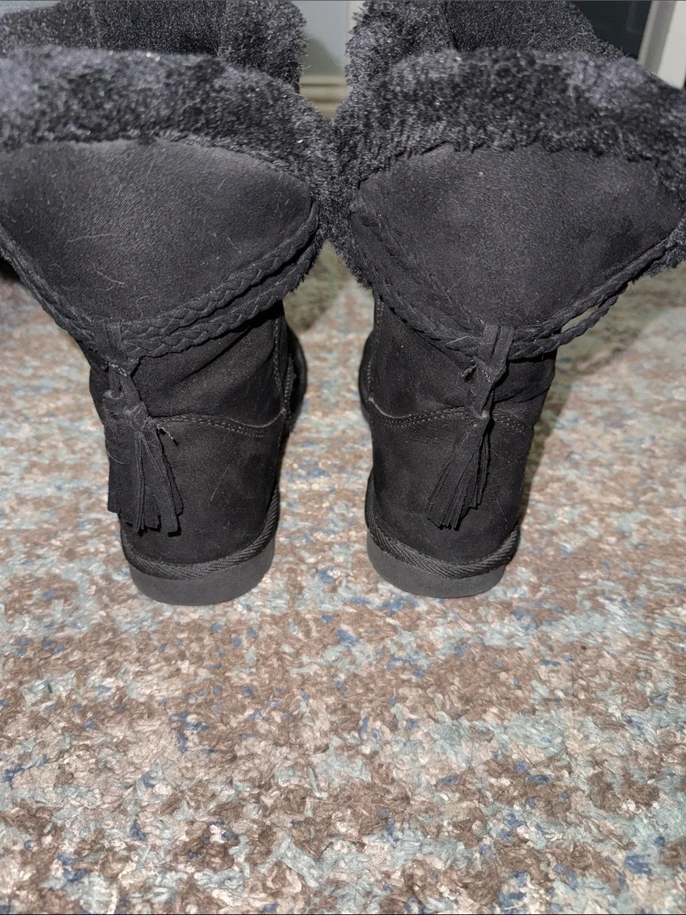 Black Women's Cozy Faux-Shearling Winter Boots 9M